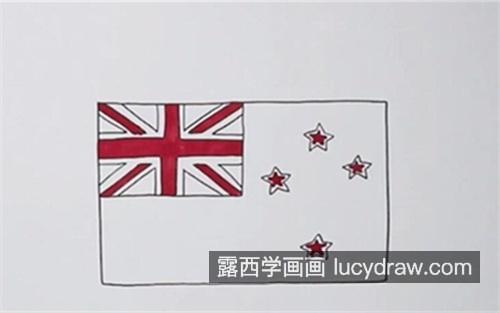 彩色版新西兰国旗简笔画怎么画 简单新西兰国旗简笔画教学