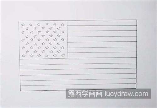 又简单又漂亮美国国旗简笔画怎么画 好看美国国旗简笔画教学