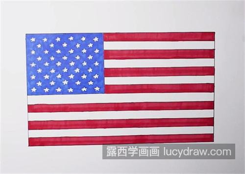 又简单又漂亮美国国旗简笔画怎么画 好看美国国旗简笔画教学