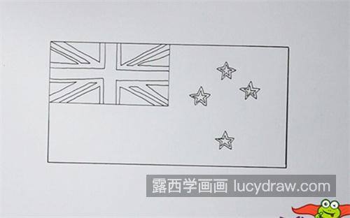 简单儿童新西兰国旗简笔画画法 彩色版新西兰国旗简笔画教学