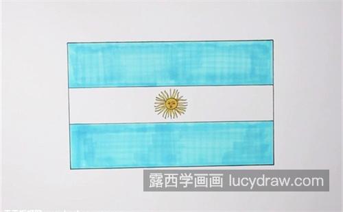 手绘图案阿根廷国旗简笔画教学 可爱阿根廷国旗简笔画图片大全