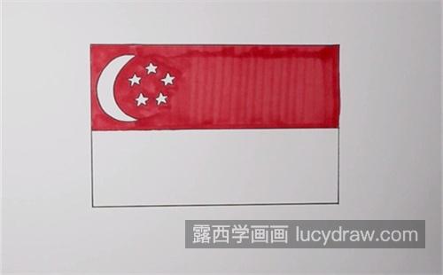 简单的新加坡国旗的简笔画怎么画 好看又简单新加坡国旗的简笔画教程