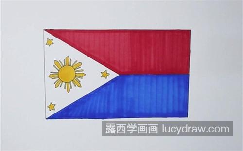 卡通菲律宾国旗简笔画图片大全 可爱菲律宾国旗简笔画教程
