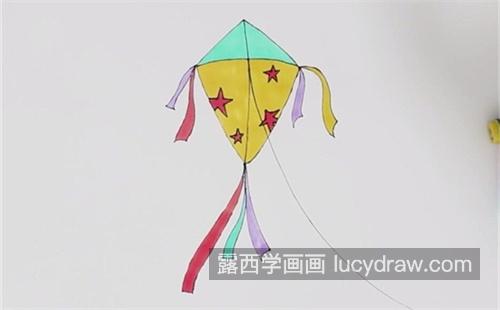 又简单又漂亮风筝的简笔画怎么画 漂亮带颜色风筝的简笔画教程