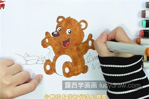 简单彩色版小熊简笔画一步一步画法 可爱又简单小熊简笔画教程