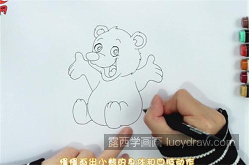 简单彩色版小熊简笔画一步一步画法 可爱又简单小熊简笔画教程