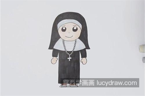 可爱版修女简笔画一步一步教程 最好看修女简笔画怎么画