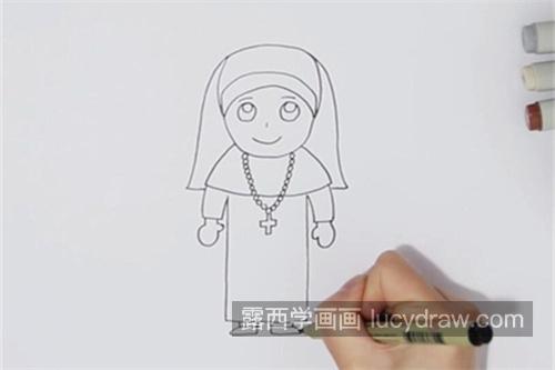 可爱版修女简笔画一步一步教程 最好看修女简笔画怎么画