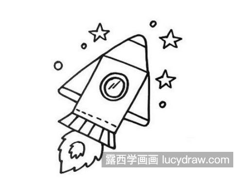 带颜色宇宙飞船简笔画画法教学 彩色简单宇宙飞船简笔画教程