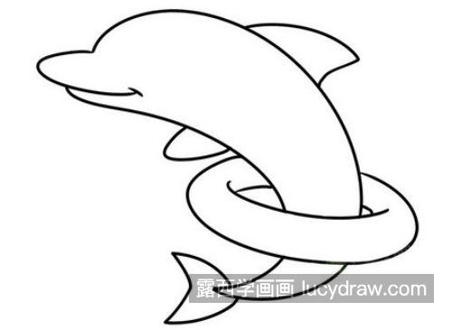 可爱卡通海豚简笔画一步一步教学 带颜色可爱海豚简笔画画法