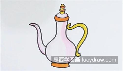 漂亮彩色水壶简笔画一步一步画法 简单又漂亮水壶简笔画教学