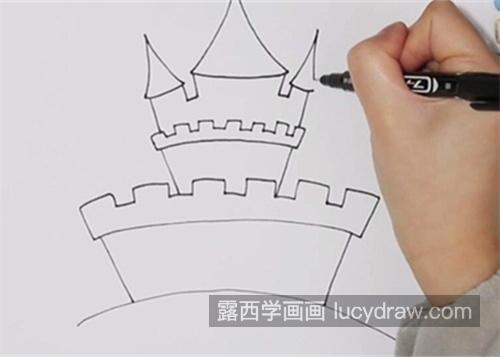 简单又漂亮迪士尼城堡简笔画画法 彩色简单迪士尼城堡简笔画教学