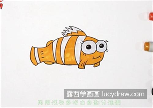 又简单又漂亮小丑鱼的简笔画怎么画 涂色好看小丑鱼的简笔教程