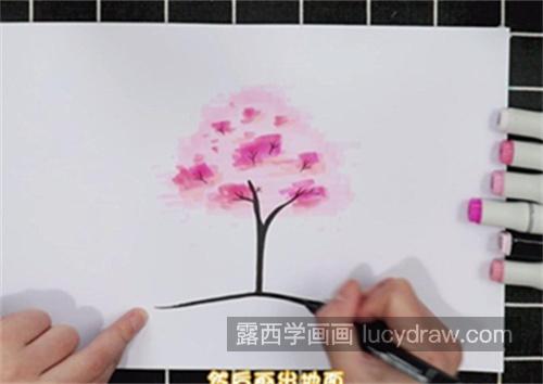 又简单又漂亮樱花树的简笔画怎么画 好看又简单樱花树的简笔画教学