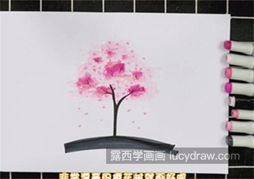 又简单又漂亮樱花树的简笔画怎么画 好看又简单樱花树的简笔画教学