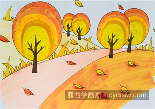 带颜色秋天的简笔画一步一步画法 简单又漂亮秋天的简笔画教程