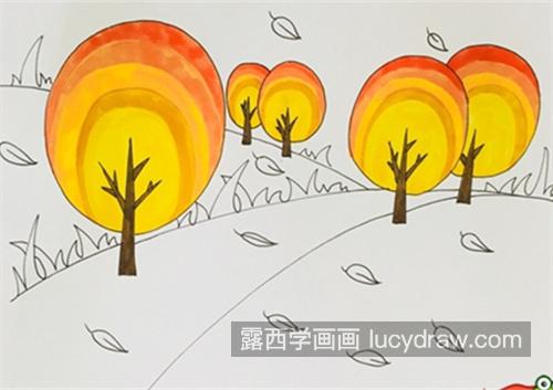 带颜色秋天的简笔画一步一步画法 简单又漂亮秋天的简笔画教程