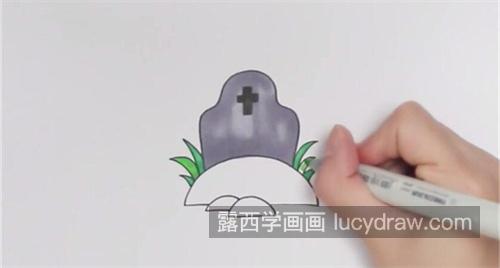 卡通万圣节坟墓的简笔画图片大全 可爱万圣节坟墓的简笔画画法