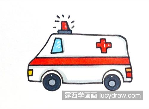 简单漂亮救护车的简笔画画法 简单可爱救护车简笔画图片大全