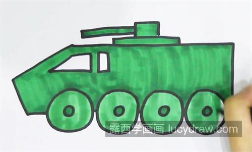 又好看又漂亮装甲车简笔画教程 越野彩色装甲车简笔画怎么画