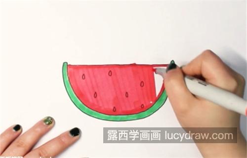 彩色简单西瓜的简笔画图片大全  简单又漂亮可爱西瓜的简笔画步骤