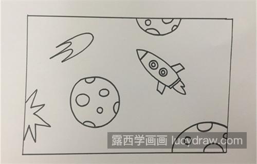 带颜色宇宙的简笔画怎么画 好看彩色宇宙的简笔画画法