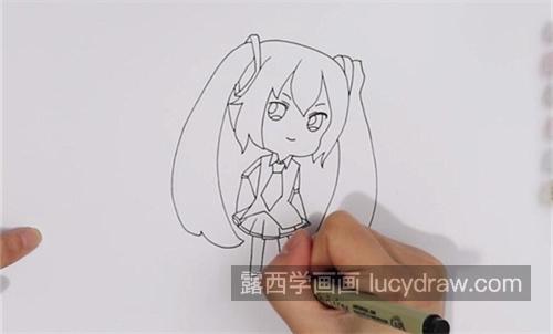 简单彩色初音未来简笔画一步一步教学 q版简单初音未来简笔画教程