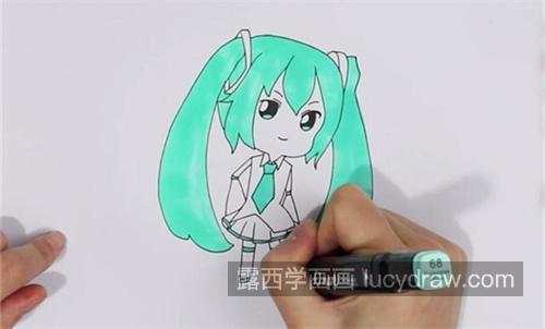 简单彩色初音未来简笔画一步一步教学 q版简单初音未来简笔画教程