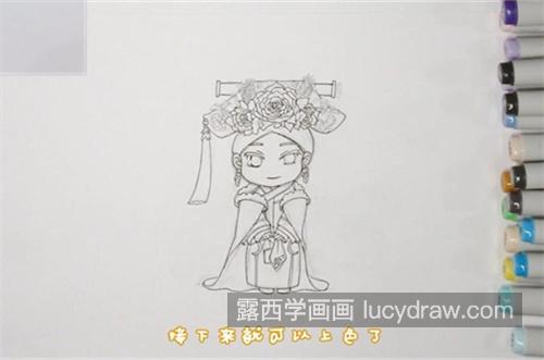 简单q版古风女孩简笔画画法 q版手绘古风女孩 简笔画一步一步教学