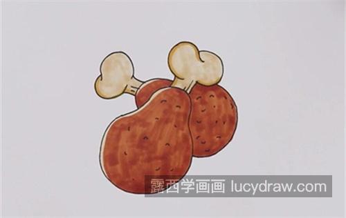 最简单的鸡腿简笔画画法 彩色好看鸡腿简笔画怎么画