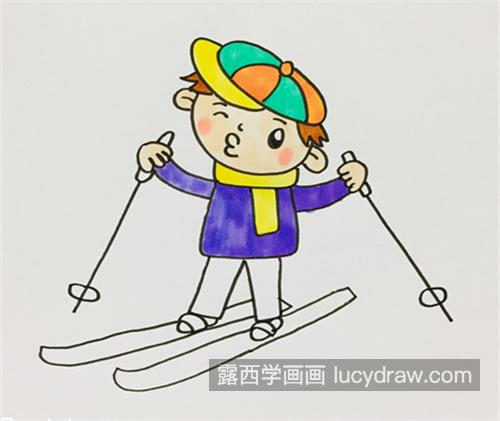 又简单又漂亮滑雪小朋友简笔画怎么画 好看漂亮滑雪小朋友简笔画画法