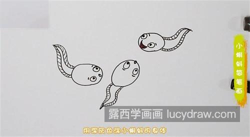 彩色可爱蝌蚪简笔画一步一步画法 简单又漂亮蝌蚪简笔画怎么画