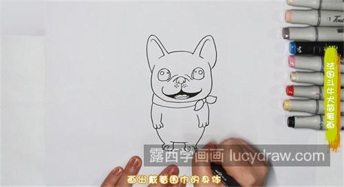 好看漂亮法国斗牛简笔画带步骤教学 可爱法国斗牛犬简笔画怎么画 