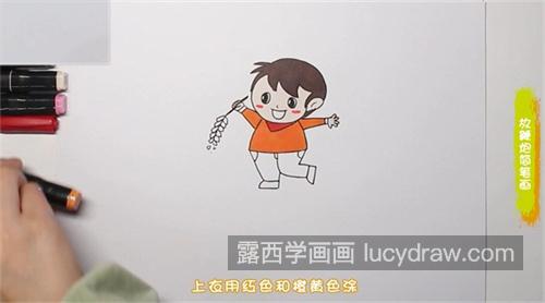 彩色版放鞭炮小孩儿简笔画教学 简单放鞭炮小孩儿简笔画怎么画