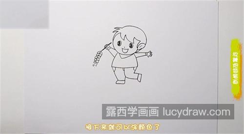 彩色版放鞭炮小孩儿简笔画教学 简单放鞭炮小孩儿简笔画怎么画