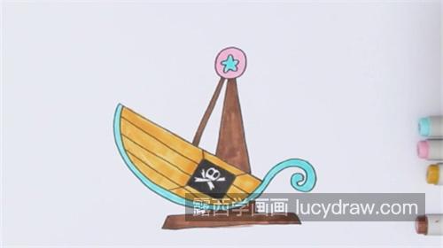 简单漂亮海盗船的简笔画怎么画 涂色海盗船的简笔画一步一步教学