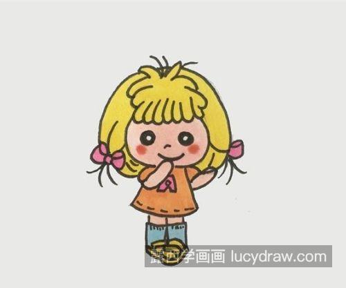 扎马尾小女孩简笔画图片大全 可爱版小女孩简笔画一步一步画法