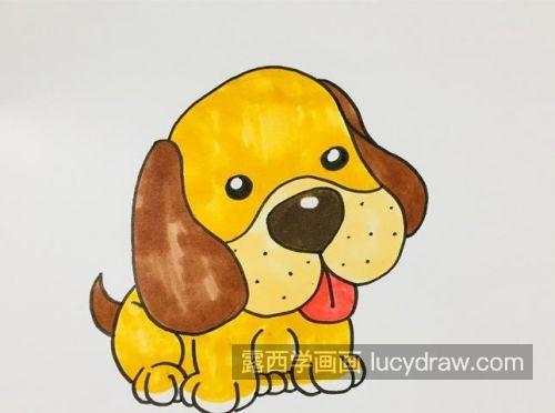 可爱彩色小狗简笔画带步骤画法 简单卡通小狗简笔画教学