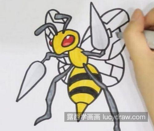 超级大针蜂简笔画怎么画 彩色简单大针蜂简笔画教学
