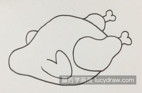 又好看又漂亮烤鸡简笔画怎么画 简单彩色烤鸡简笔画画法