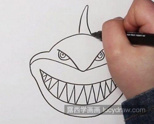 可爱卡通鲨鱼简笔画教程 凶猛霸气鲨鱼简笔画图片画法