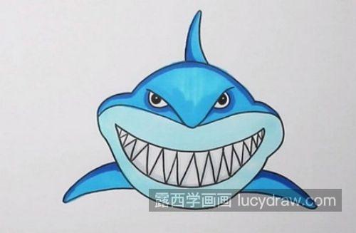 可爱卡通鲨鱼简笔画教程 凶猛霸气鲨鱼简笔画图片画法