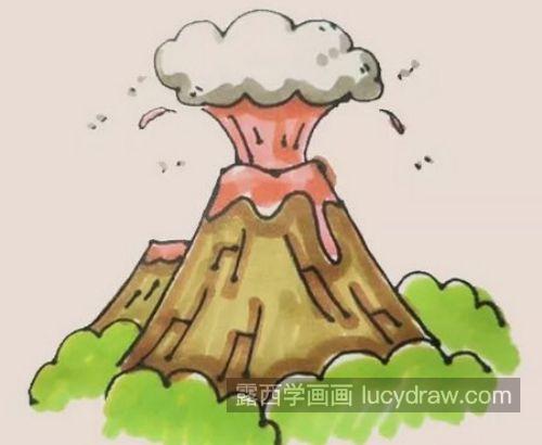 简单又漂亮火山喷发的简笔画怎么画 好看简单火山喷发的简笔画教学