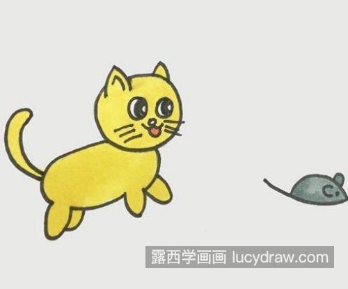 漂亮可爱猫抓老鼠的简笔画图片大全 简单又可爱猫抓老鼠的简笔画画法