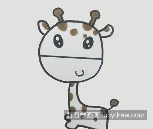 卡通好看长颈鹿的简笔画画法 彩色可爱长颈鹿简笔画教程