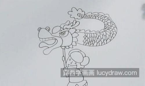 彩色版简单舞龙简笔画教学 简单可爱舞龙简笔画图片大全