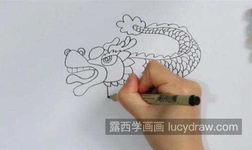 彩色版简单舞龙简笔画教学 简单可爱舞龙简笔画图片大全