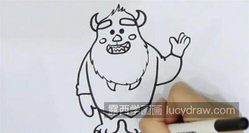 卡通人物毛怪的简笔画图片大全 可爱彩色物毛怪的简笔画教学