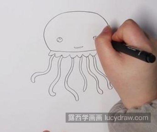 最简单的水母简笔画画法教学 彩色好看水母简笔画怎么画