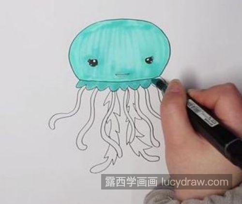 最简单的水母简笔画画法教学 彩色好看水母简笔画怎么画